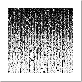 Abstract Art Black And White Rain Drop Pattern Posters and Art